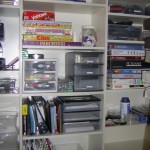 scrapbook shelf