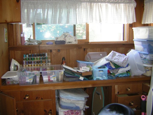 Sewing area before